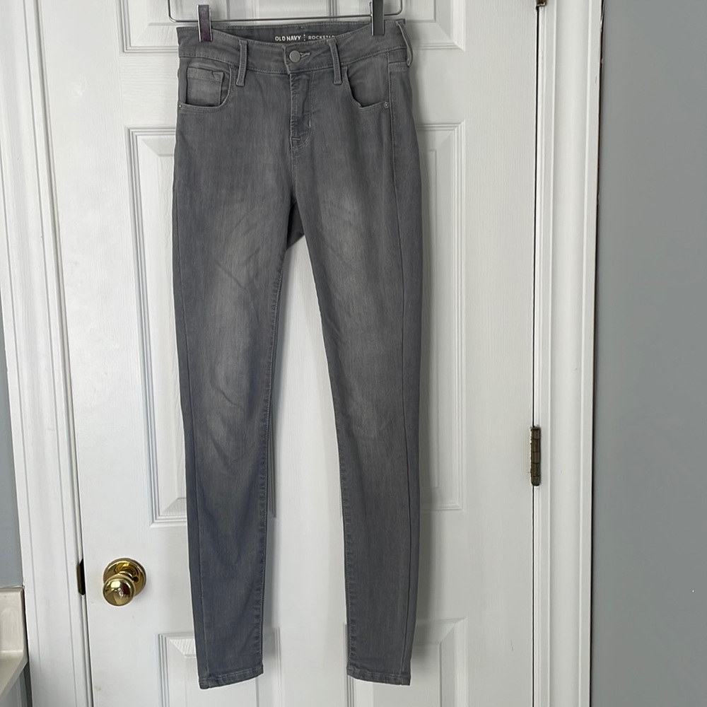 Old Navy Grey Super Skinny Rockstar Jeans; Size 0